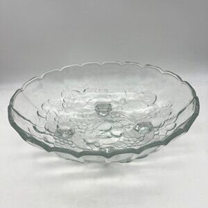 Indiana Glass Harvest Grape Footed Bowl Mixed Fruit Pattern 12" x 8.5"